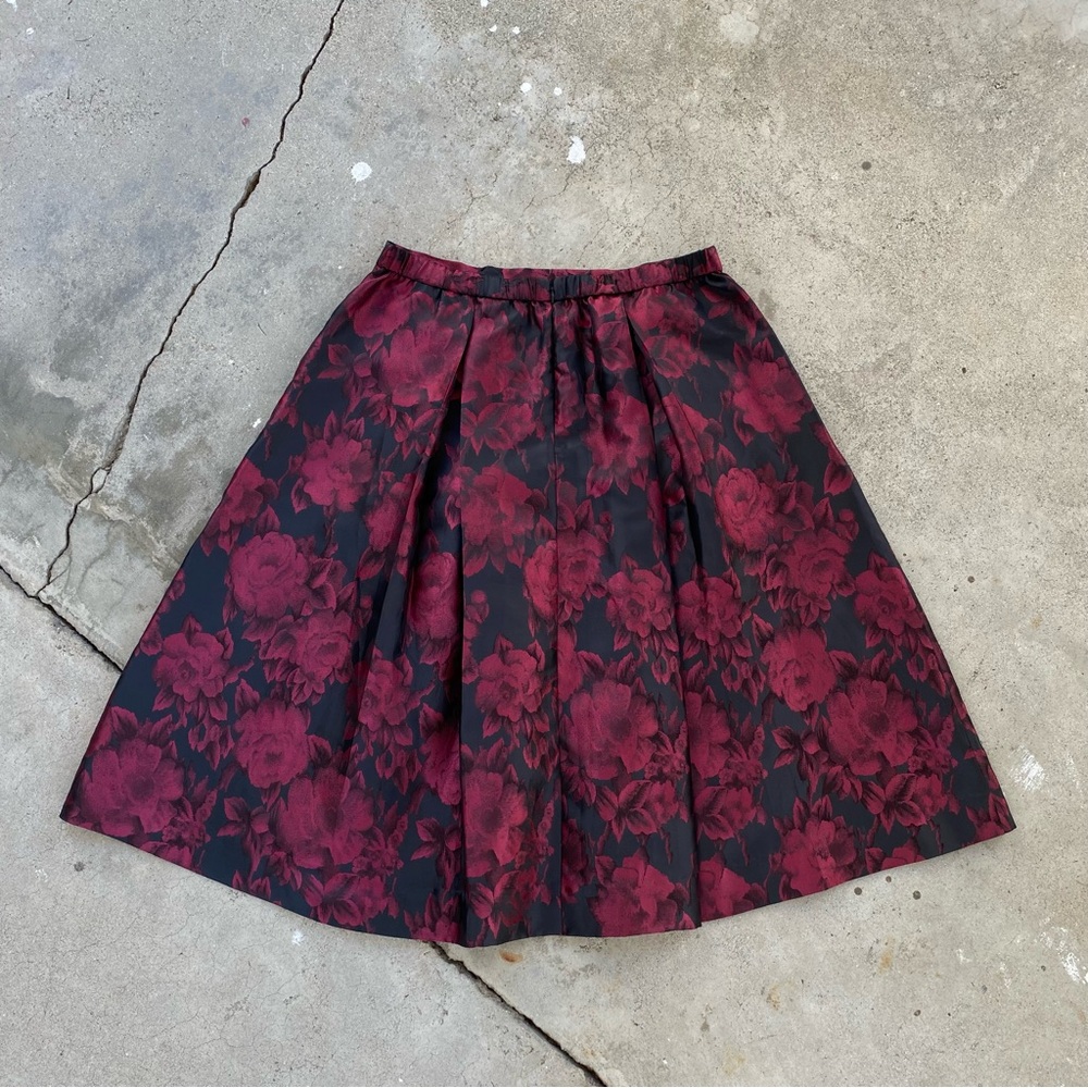 Alex Evenings | Black Floral Midi Skirt Brocade Dark Romantic - Picture 2 of 9